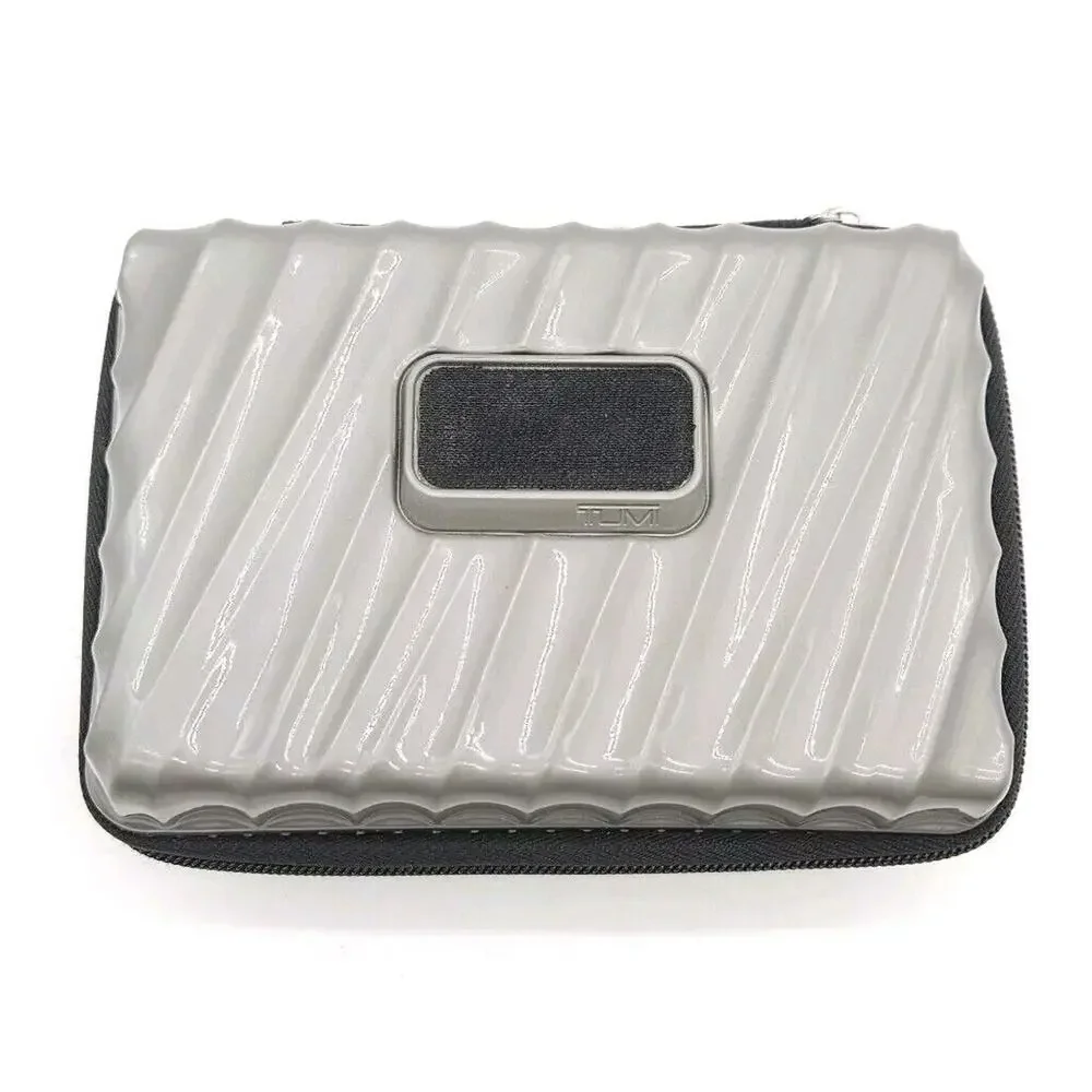 TUMI Delta Hard Shell Silver Luggage Toiletry Travel Kit Case Zip Around Full